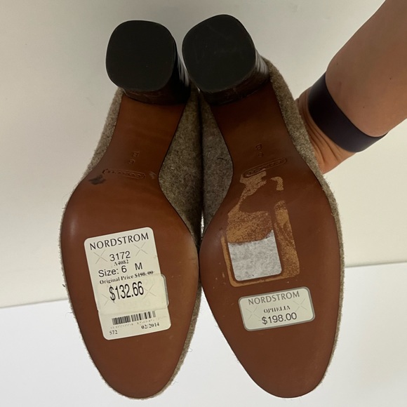 COACH Ophelia Taupe Wool Fabric Brown Leather Croc Embossed Pumps Size 6B - Picture 10 of 11